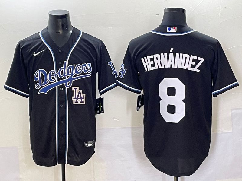 Men 2025 Los Angeles Dodgers #8 Hernandez Black Three generations Fashion Nike MLB Jersey style 70411